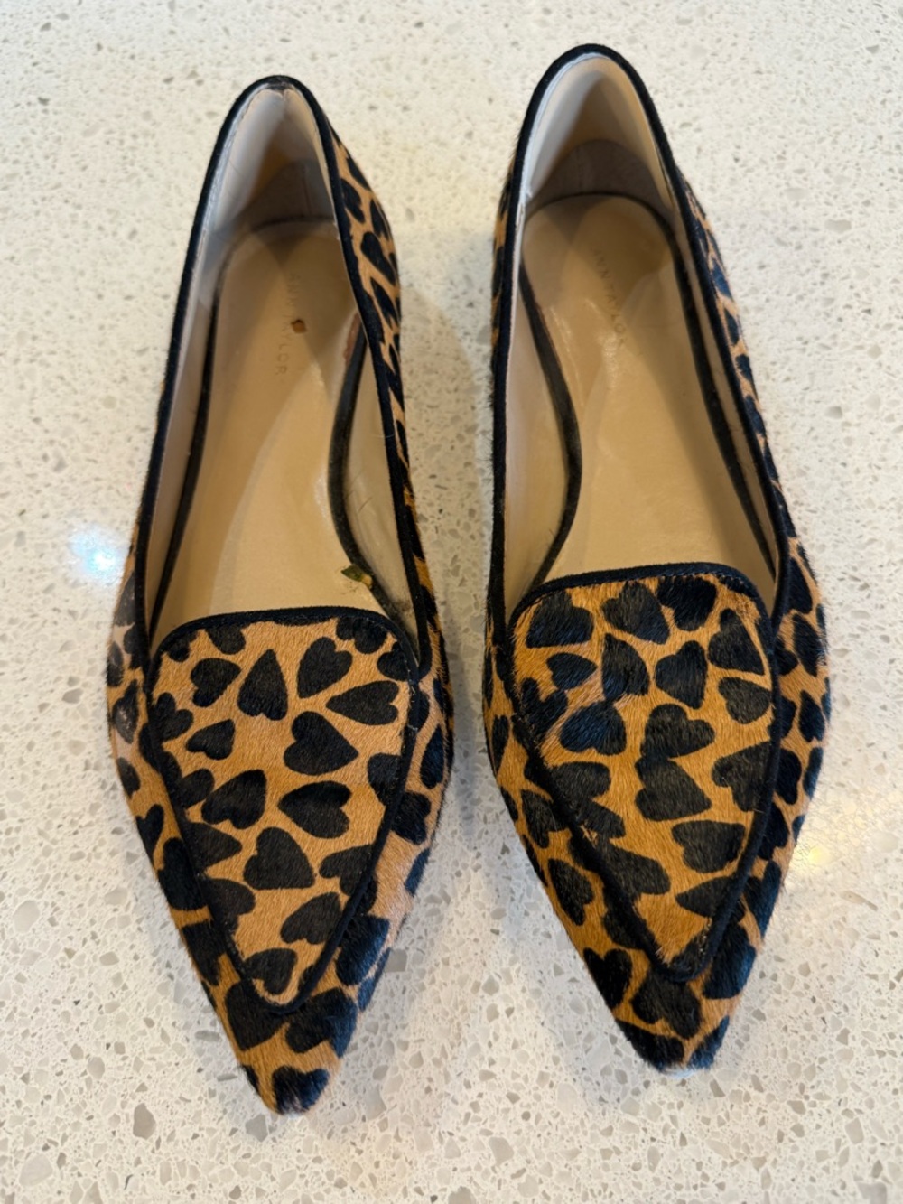 Ann Taylor Leopard Print Pointed Toe Flats - Brown/Black